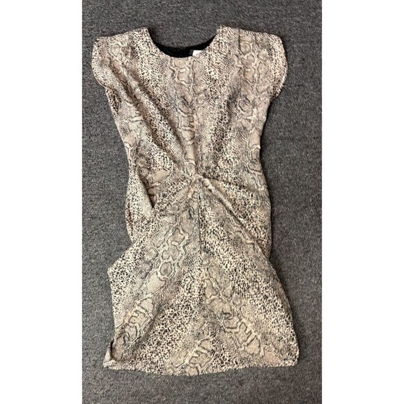Guess Los Angeles Snakeskin Dress Womens 4 Bodycon Ruched Midi Animal Print - Picture 1 of 4